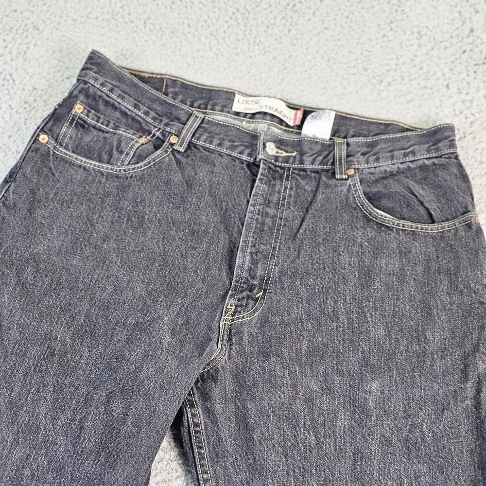 Levis 569 Jeans Mens 36x30 Black Relaxed Straight Denim Dark Wash Casual Pants